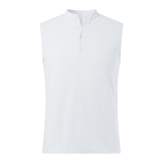 Herren Ärmelloses Henley-Shirt aus atmungsaktivem und leichtem Material Heidi-Mode
