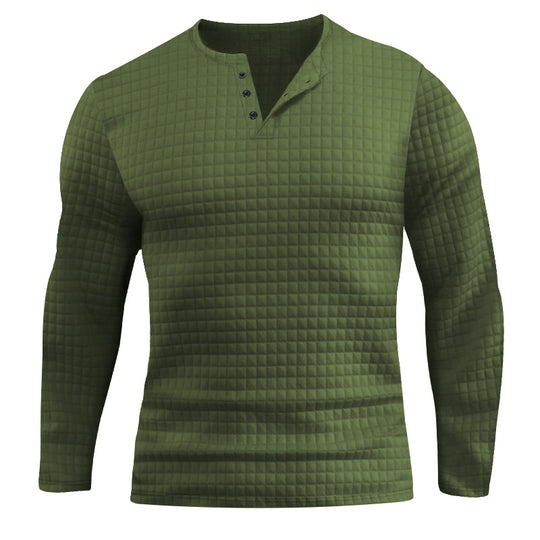 Herren Langarmshirt mit strukturiertem Design und modischem Knopfverschluss Heidi-Mode