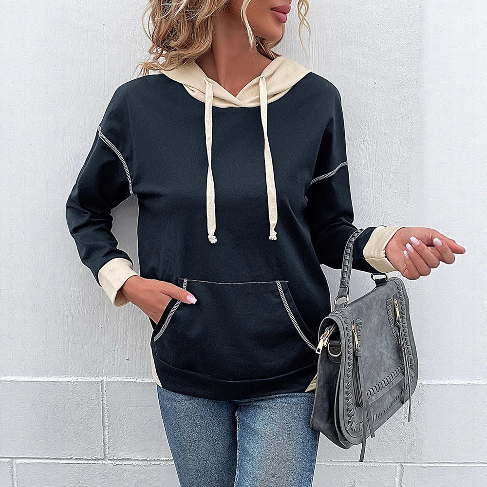 Damen Hoodie mit Kapuze und praktischen Taschen Heidi-Mode