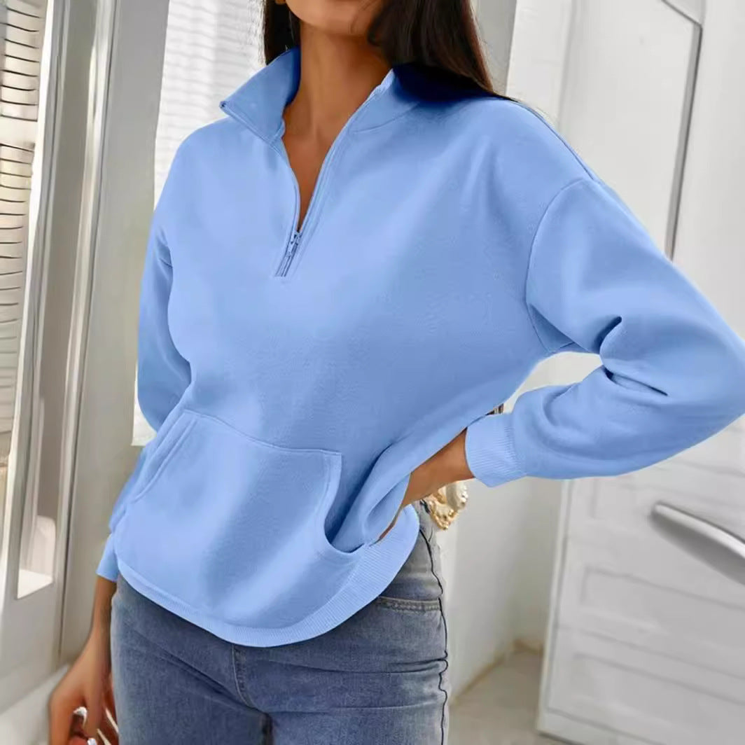 Damen bequemer Stehkragen Pullover Heidi-Mode