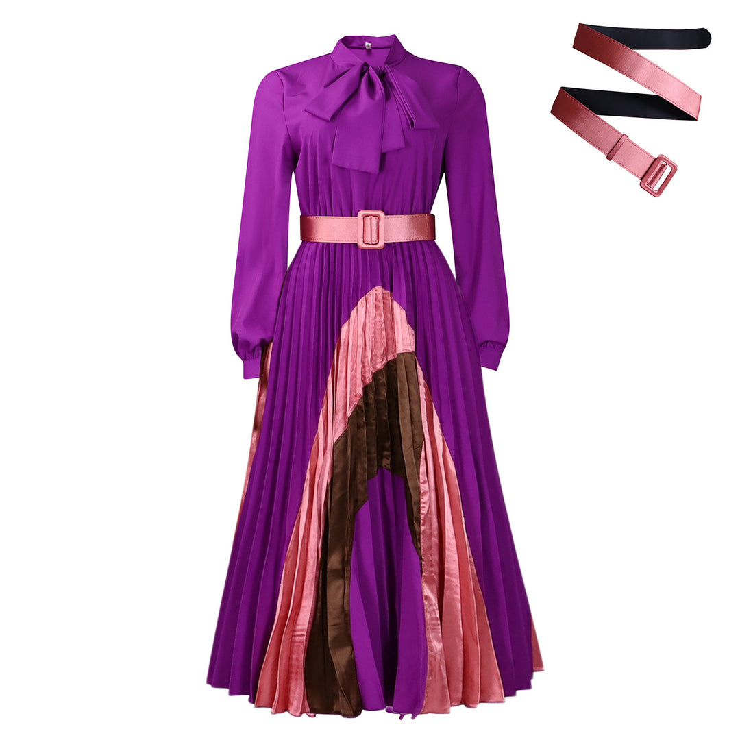 Damen Maxikleid mit schicker Faltenoptik und eleganter Schleifenbindung Heidi-Mode