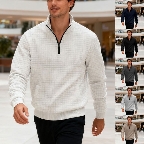 Herren sportlicher Pullover mit halbhoch geschlossenem Kragen Heidi-Mode