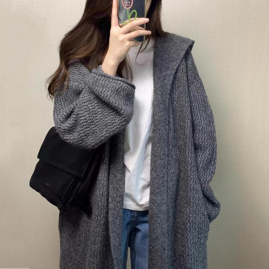 Damen Grobstrick Cardigan mit offenem Schnitt und lässigem Design Heidi-Mode