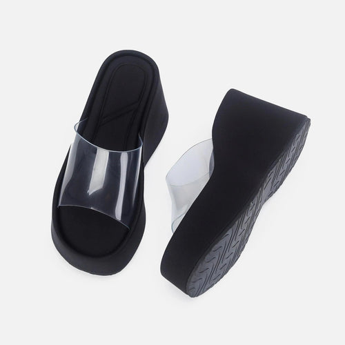 Heidi-Mode | Translucent platform sandals with ankle strap