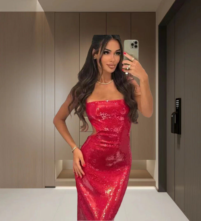 Damen Glamouröses Abendkleid mit schimmernder Paillettenverzierung Heidi-Mode