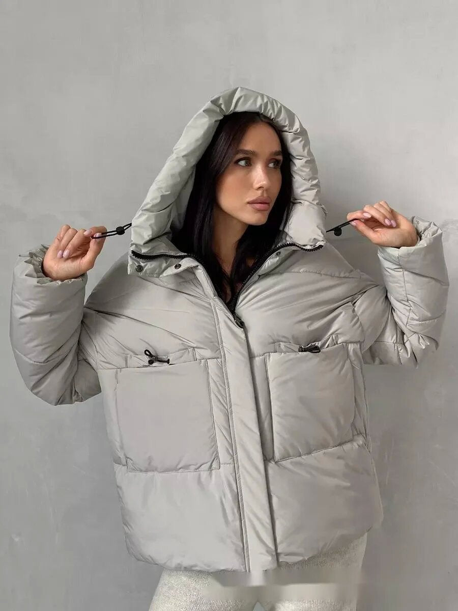 Damen Sportliche Winterjacke mit hohem Kragen und praktischen Taschen Heidi-Mode