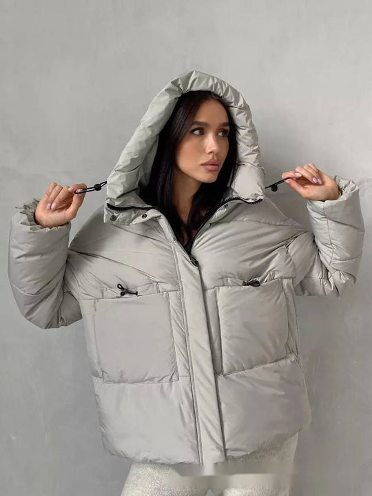 Damen Sportliche Winterjacke mit hohem Kragen und praktischen Taschen Heidi-Mode