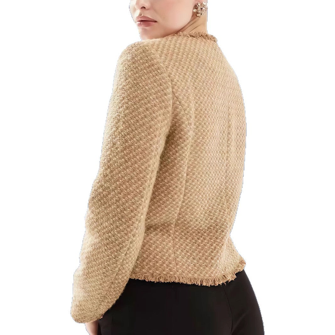 Damen Elegante kurze Jacke mit strukturiertem Design und goldenen Knöpfen Heidi-Mode
