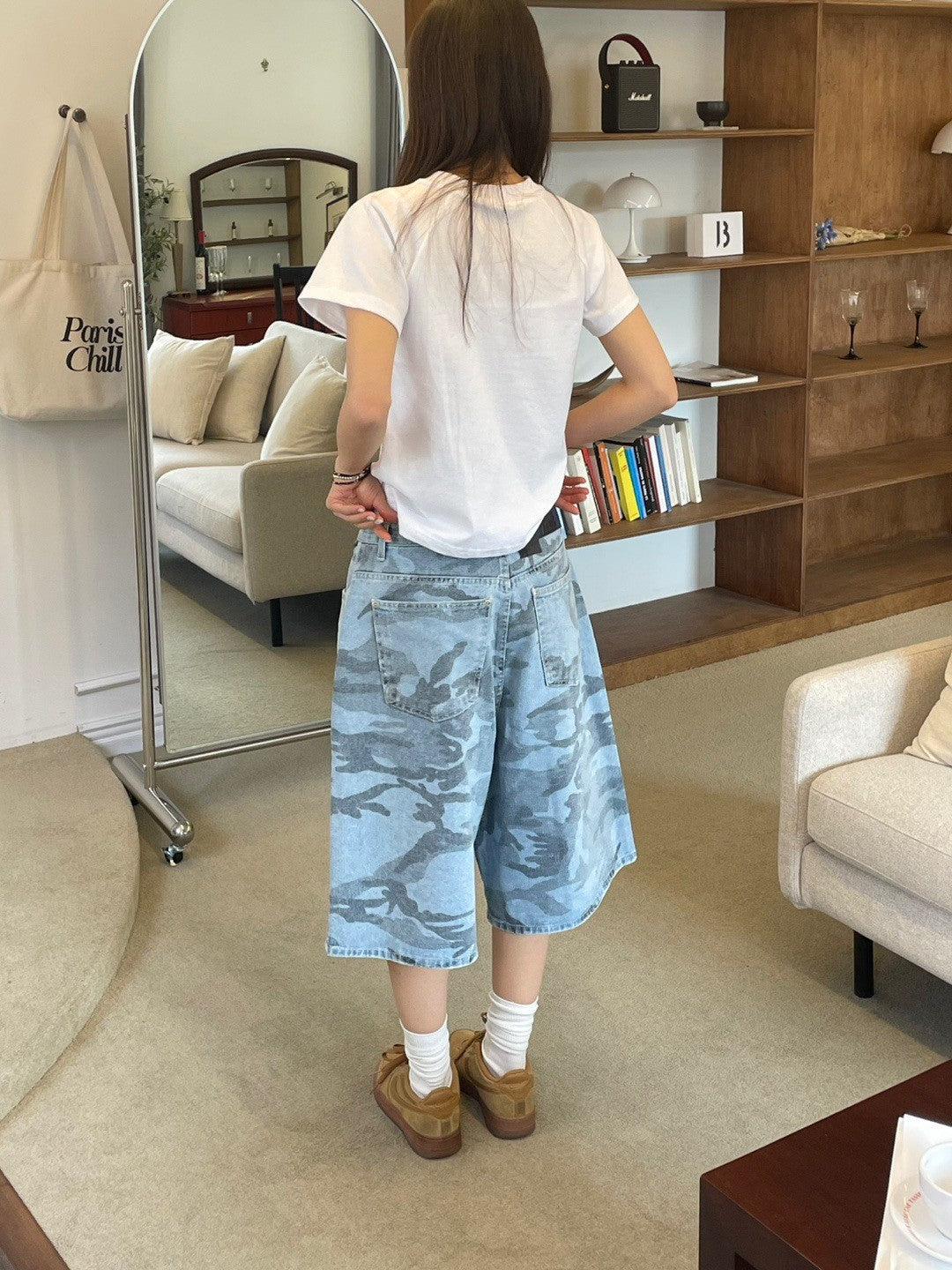 Damen Cargoshorts mit weitem Schnitt und modischem Camouflage-Muster Heidi-Mode