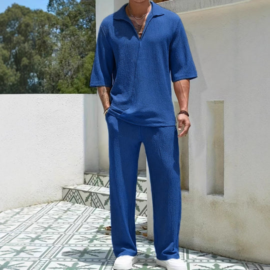 Herren Freizeitanzug mit strukturiertem Oberteil und lockerer Hose Heidi-Mode