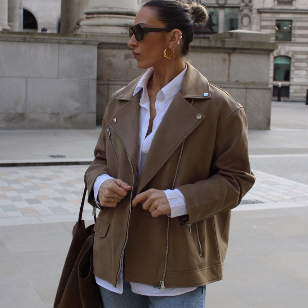 Damen Bikerjacke aus hochwertigem Kunstleder Heidi-Mode