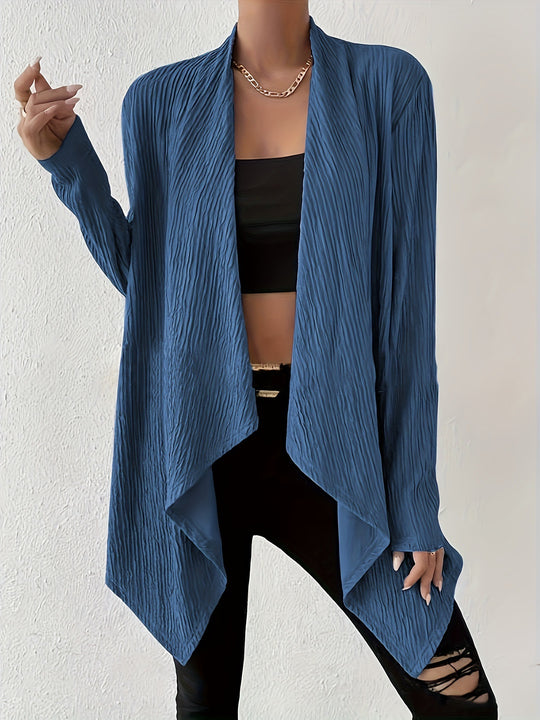 Damen Langärmlige Strickjacke mit strukturiertem Design und offenem Schnitt Heidi-Mode