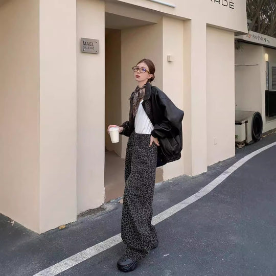 Damen Weite Leoparden-Hose mit elastischem Bund Heidi-Mode