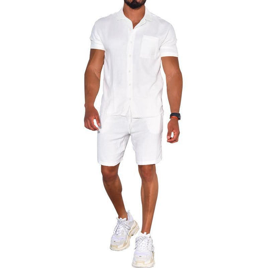 Herren modernes Freizeit-Set aus kurzärmligem Hemd und Shorts Heidi-Mode