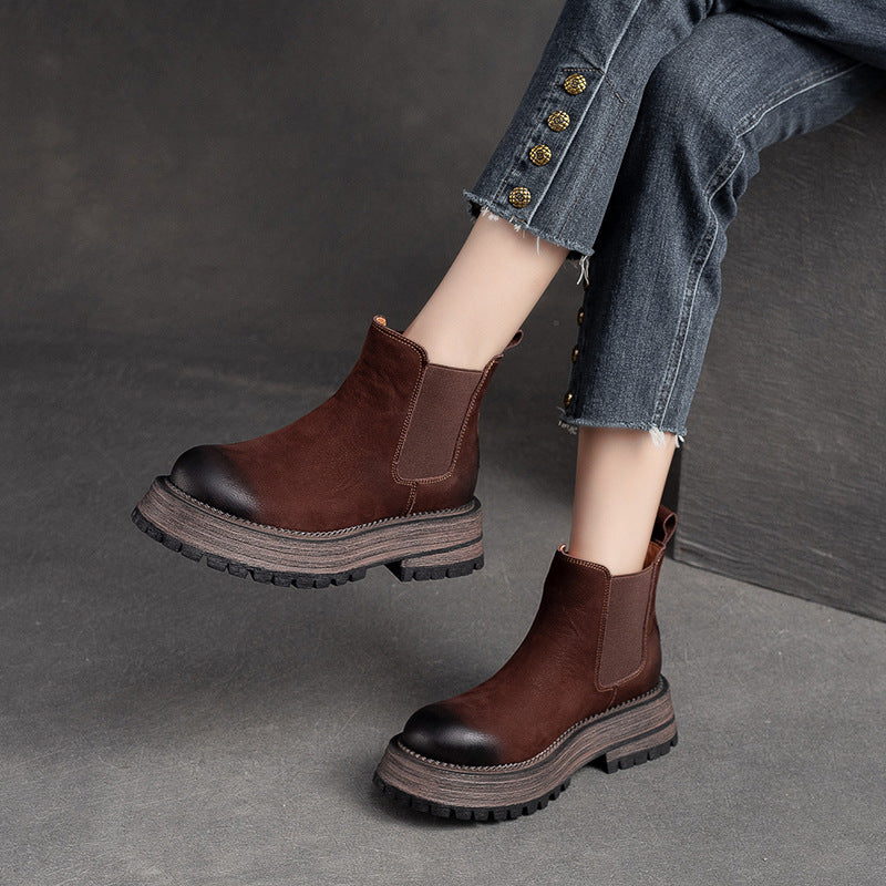 Damen Chunky Chelsea Boots mit robustem Sohlenprofil und elastischen Einsätzen Heidi-Mode