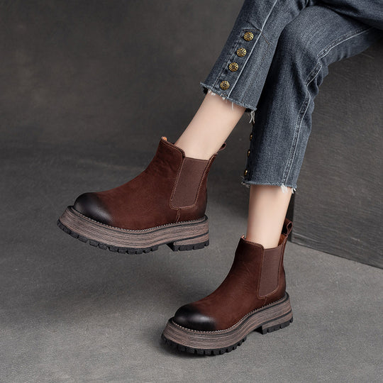 Damen Chunky Chelsea Boots mit robustem Sohlenprofil und elastischen Einsätzen Heidi-Mode