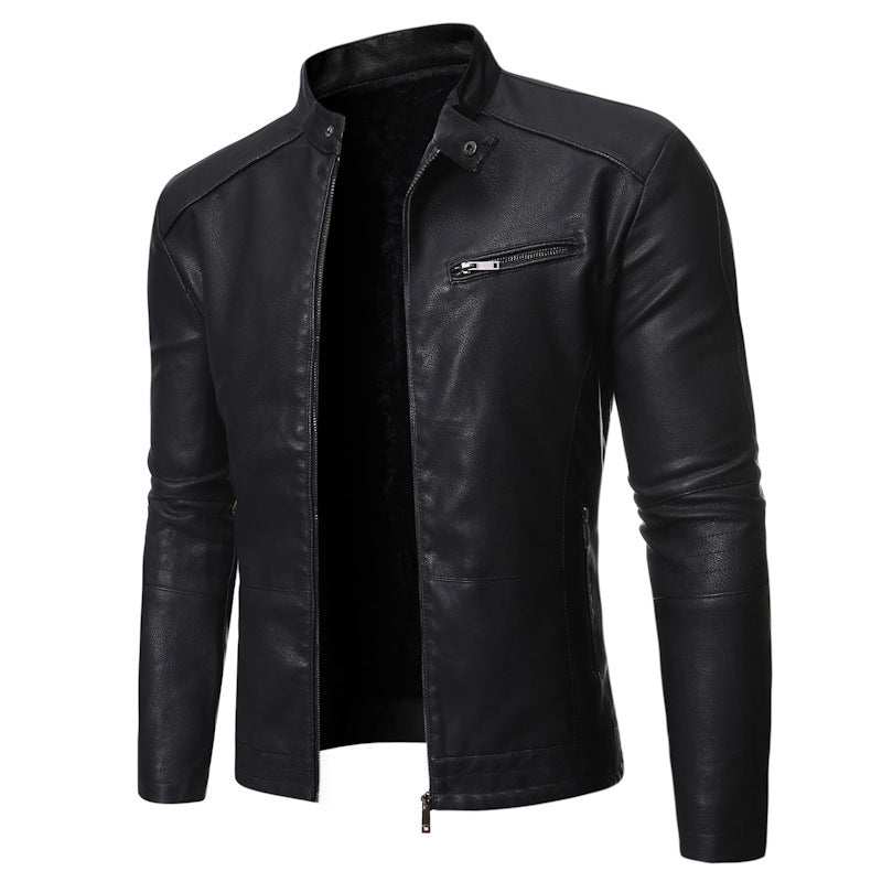Herren elegante Motorradjacke mit modernem Stehkragen Heidi-Mode