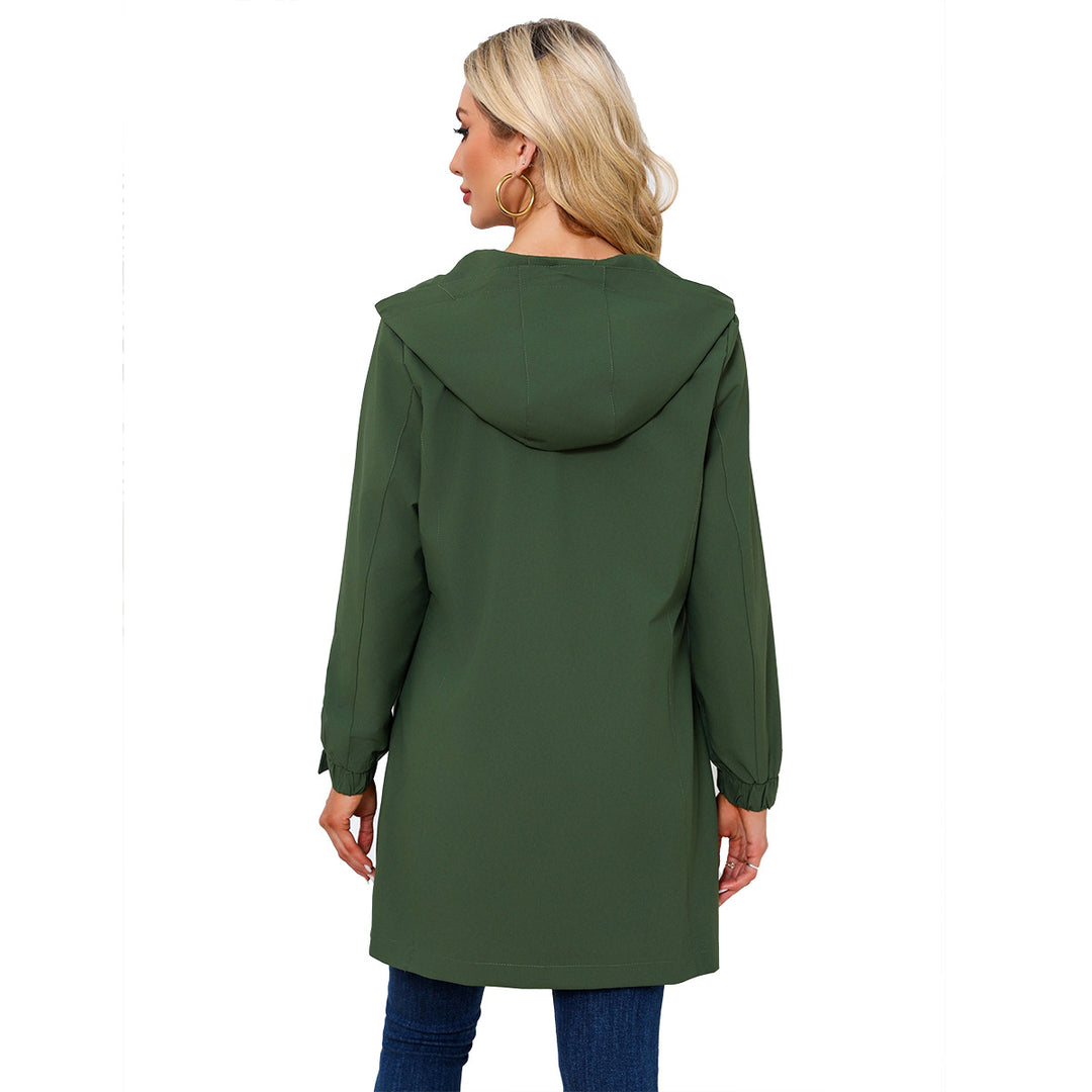 Damen modische Regenjacke mit Kapuze und praktischen Taschen Heidi-Mode