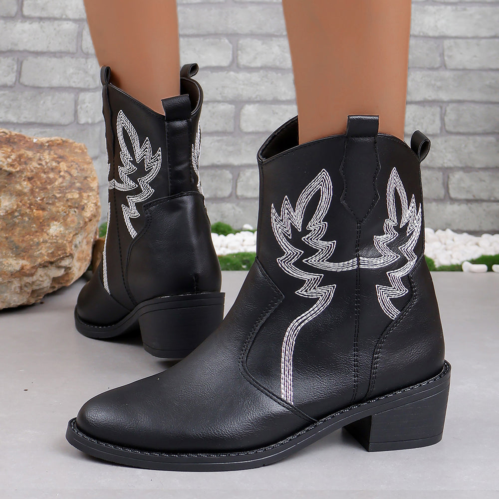 Damen Western-Stiefel mit dekorativer Stickerei Heidi-Mode