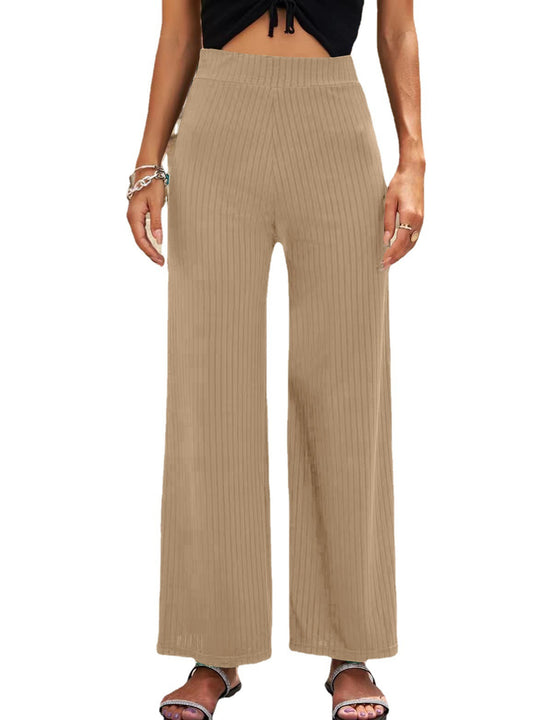 Damen elegante weit geschnittene Sommerhose mit feiner Rippstruktur Heidi-Mode