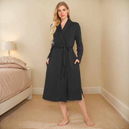 Heidi-Mode | Fleece-Robe Herbst Winter Langarm Tasche Robe