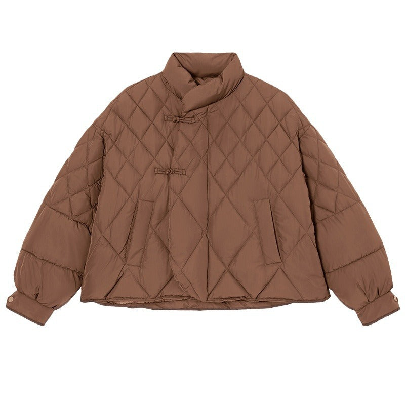 Damen gesteppte Jacke mit hohem Kragen und praktischen Druckknopfdetails Heidi-Mode