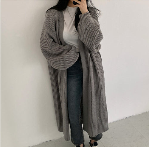 Damen Oversized Strickcardigan mit tiefen Raglanärmeln Heidi-Mode