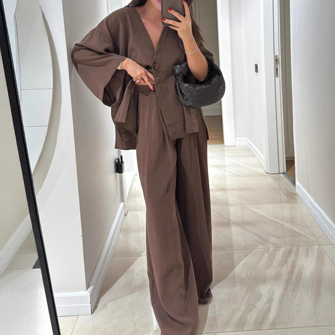 Damen lässiger Leinen-Hosenanzug Heidi-Mode