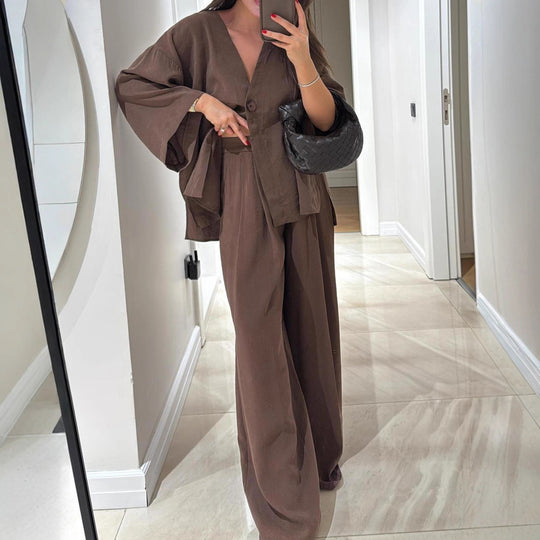 Damen lässiger Leinen-Hosenanzug Heidi-Mode