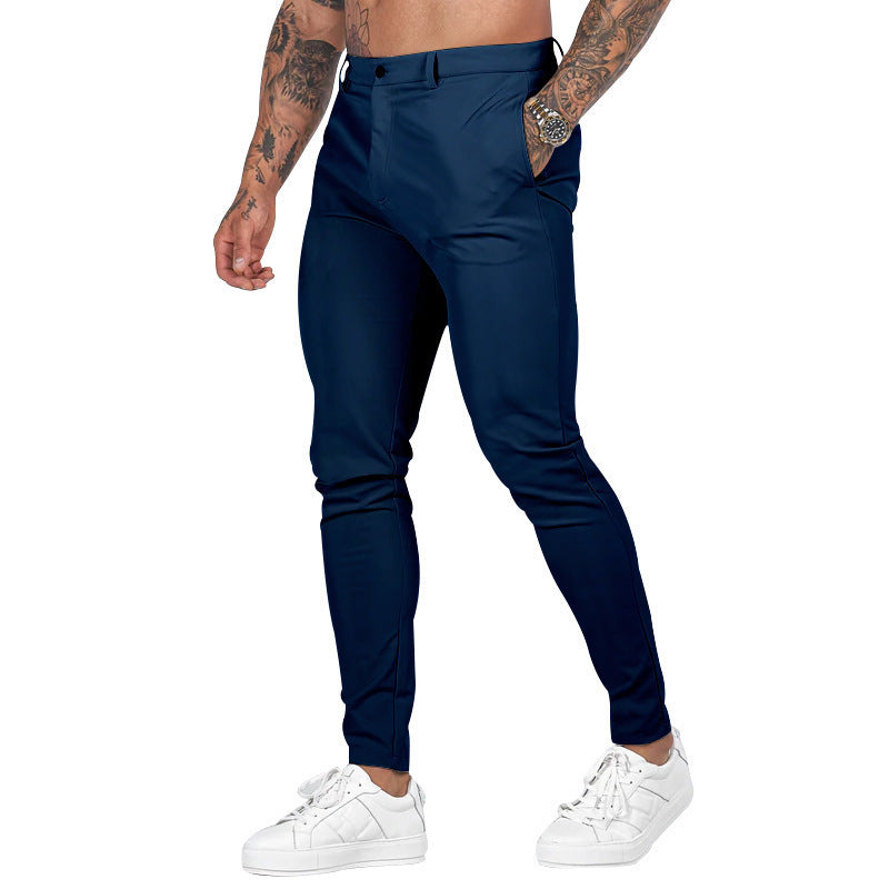 Herren Slim Fit Trousers aus elastischem Material mit seitlichen Taschen Heidi-Mode