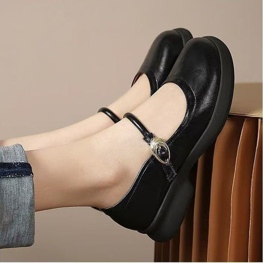 Damen Mary Jane Ballerinas mit elegantem Riemen und bequemem Fußbett Heidi-Mode