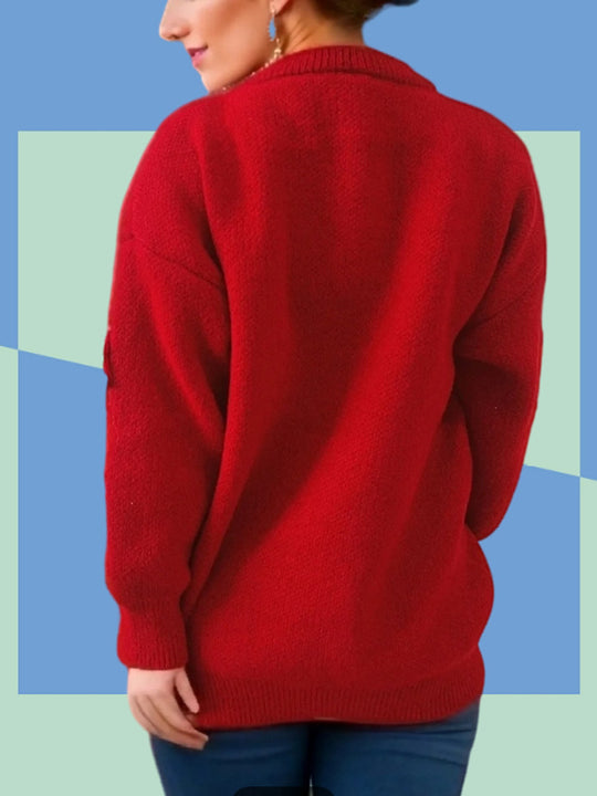 Damen Weihnachts-Pullover mit 3D-Elementen und festlichen Applikationen Heidi-Mode