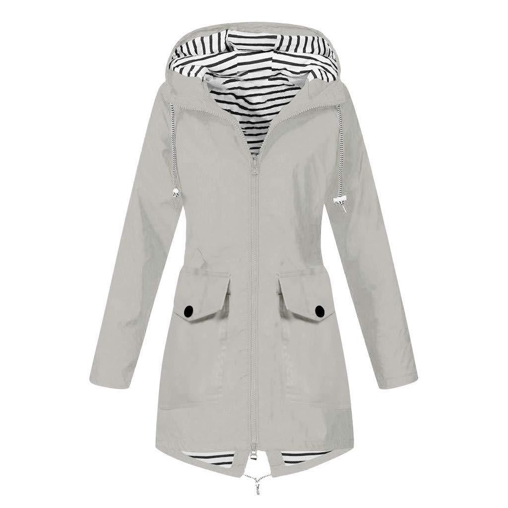 Damen Outdoor-Jacke mit verstellbarem Kapuzenkragen und dekorativen Taschen Heidi-Mode