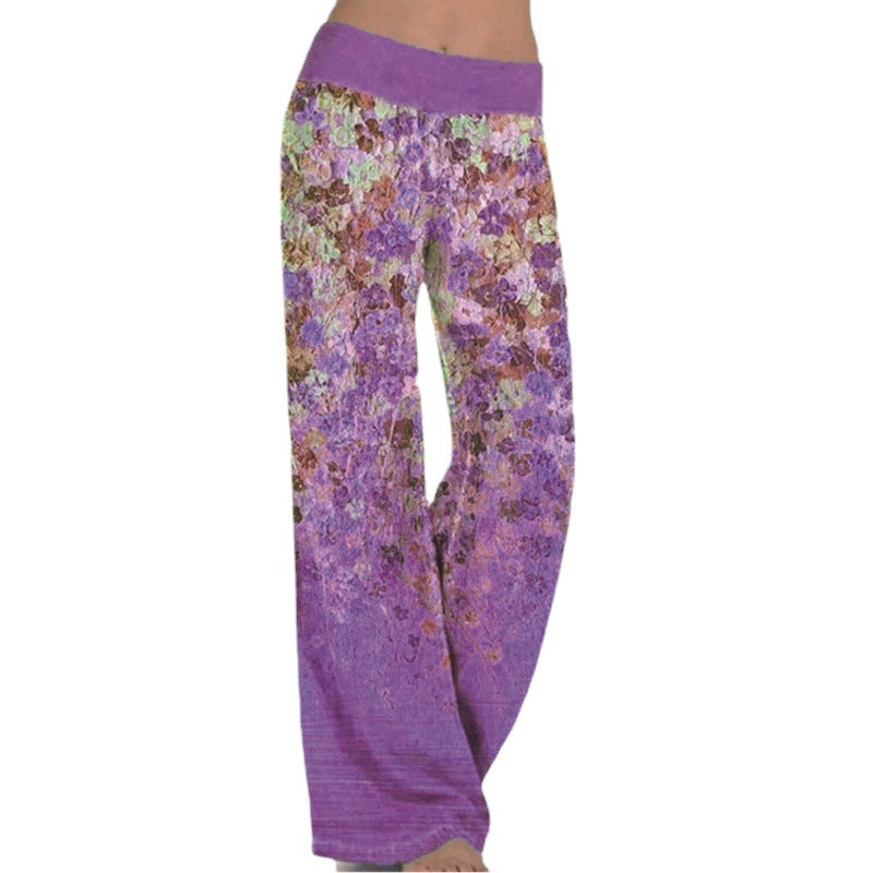 Damen weite Sommerhose mit floralem Design und elastischem Bund Heidi-Mode