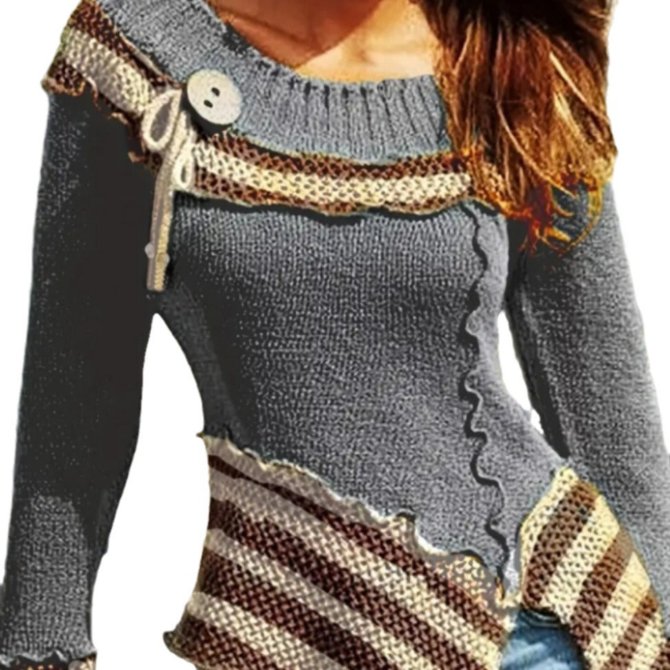 Damen Strickpullover mit kunstvollem Design und eleganten Details Heidi-Mode