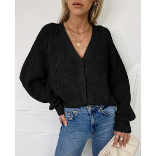 Damen Gestrickte Knopf-Cardigan Heidi-Mode