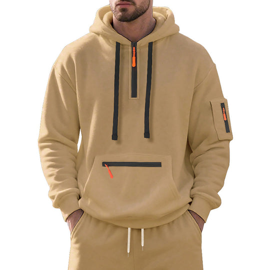 Herren funktionaler Kapuzenpullover mit Reißverschluss und seitlichen Taschen Heidi-Mode