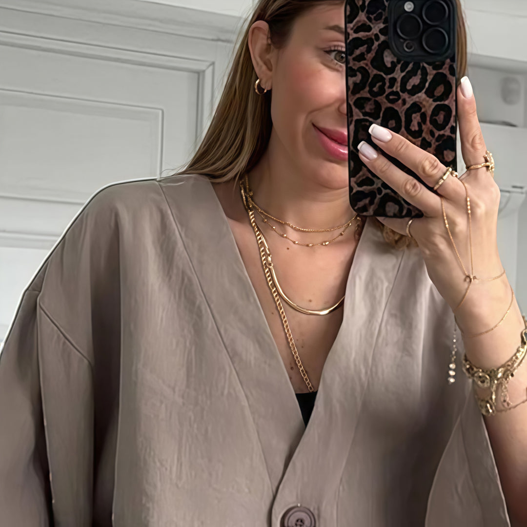 Damen Elegante Kimono-Jacke mit weiten Ärmeln und lockerer Passform Heidi-Mode