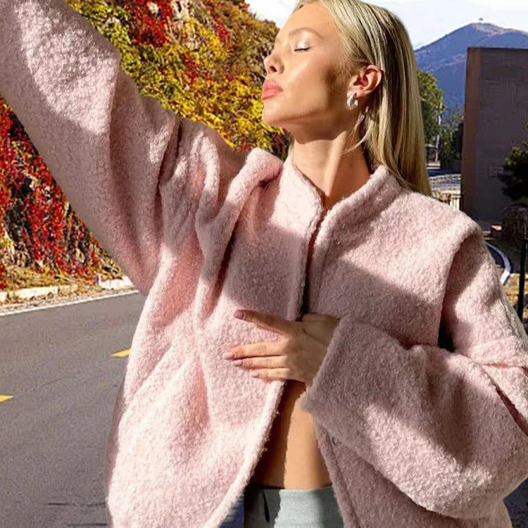 Damen Gemütlicher Teddy-Mantel mit oversized Schnitt Heidi-Mode