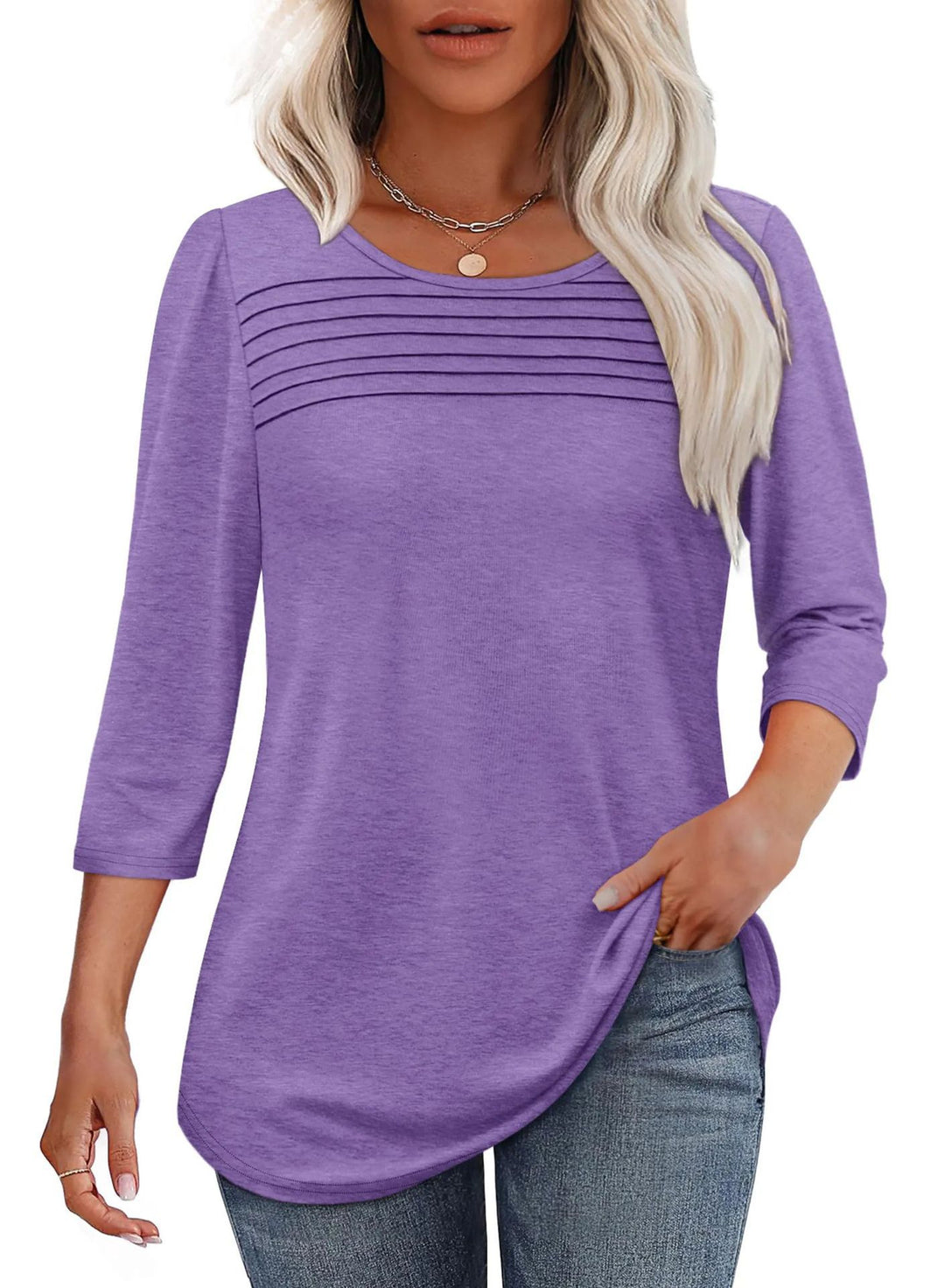 Damen weiches Langarmshirt mit dekorativen Pinnen Heidi-Mode