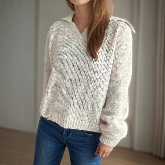 Damen lässiger Pullover mit voluminösen Ärmeln und modernem Strukturstrick Heidi-Mode