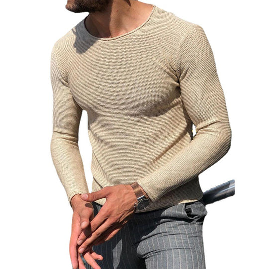 Herren Langarm T-Shirt mit strukturiertem Gewebe Heidi-Mode