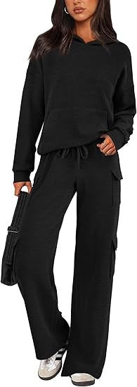 Damen Bequemes Lounge-Set mit Kapuze und weiten Hosen Heidi-Mode