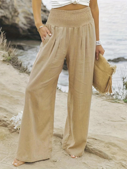 Damen weite Sommerhose mit hohem Bund und eleganten Falten Heidi-Mode
