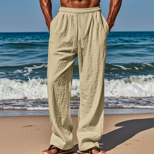 Herren Sommerliche Freizeithose mit weichem, atmungsaktivem Baumwollmaterial und elastischem Bund Heidi-Mode