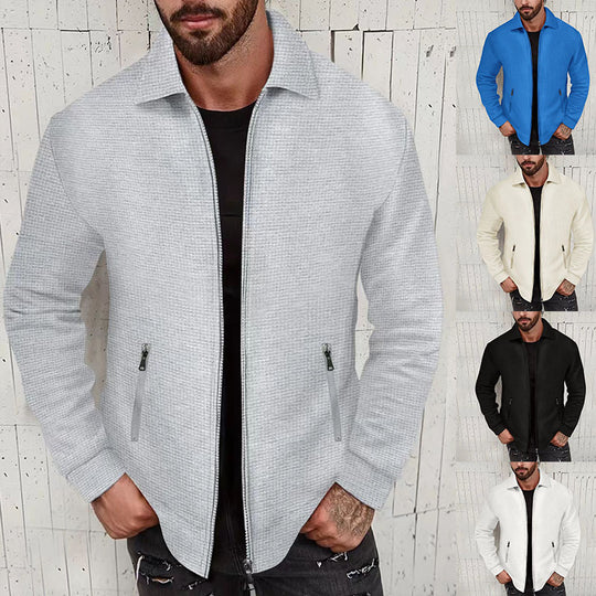 Herren Strickjacke im modernen Design mit strukturiertem Obermaterial und praktischen Reißverschlusstaschen Heidi-Mode