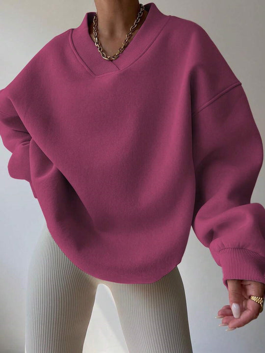 Damen oversized V-Ausschnitt Pullover Heidi-Mode