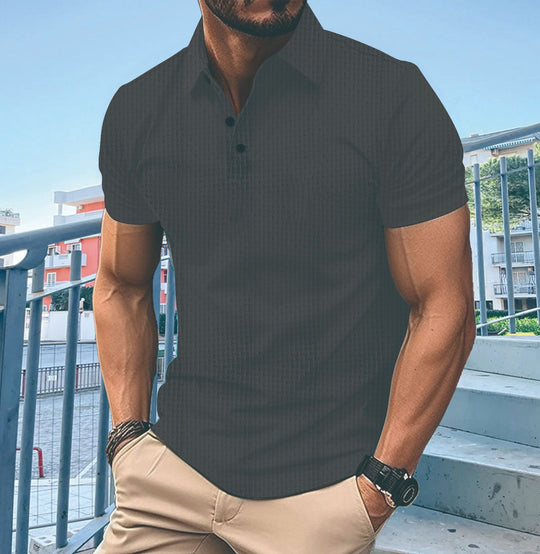 Herren Poloshirt mit feiner Struktur und modernem Button-Down-Kragen Heidi-Mode