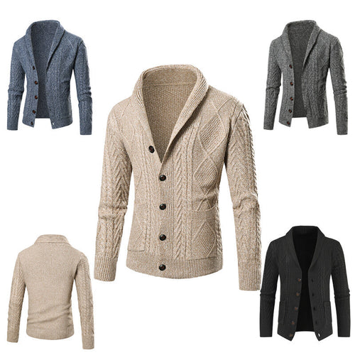 Herren Strickjacke mit modernem Zopfmuster und praktischen Taschen Heidi-Mode