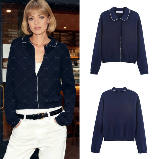 Damen casual und modische Strickjacke mit Kragen Heidi-Mode